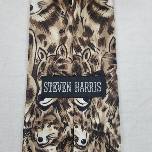Vintage Steven Harris wolf print tie - Picture 4 of 5